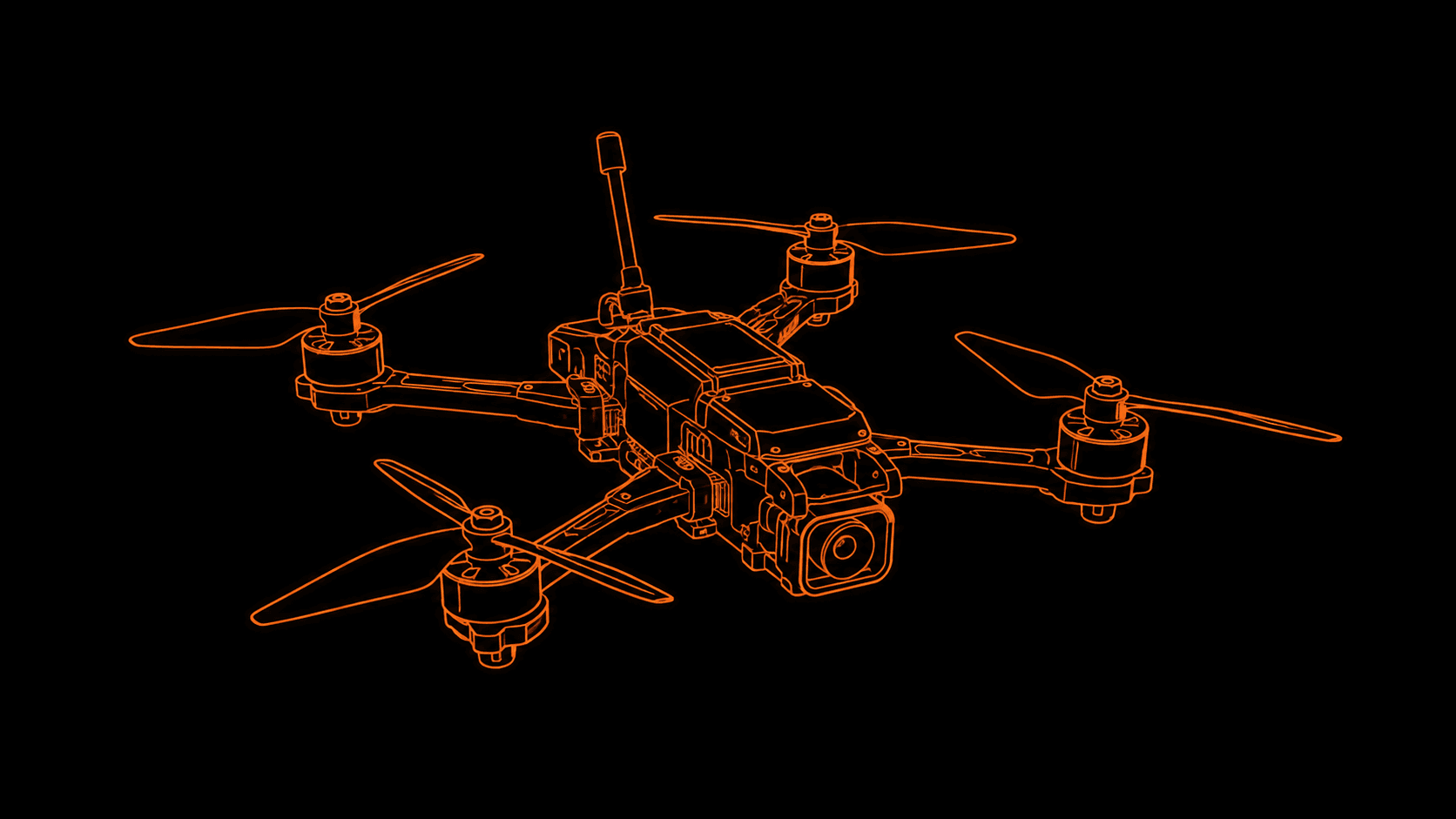 Line-art visual of Avcorp combat drones